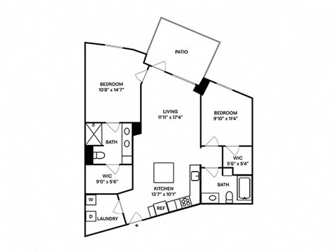 Sentral Old Town - B3 2BR 2BA Floor Plan